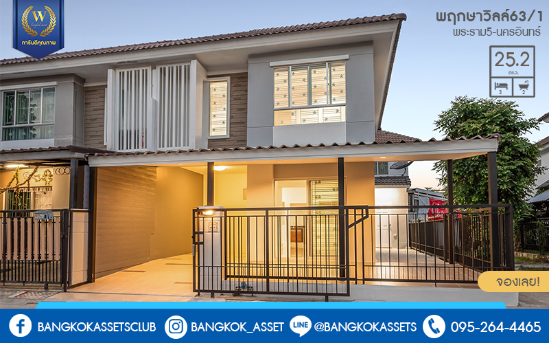 บ้านมือสองตกแต่งใหม่ ห้องมุม! ม.พฤกษาวิลล์63/1 นครอินทร์-พระราม5 สุดคุ้ม! กับบ้านพร้อมอยู่ เนื้อที่ 25.2 ตร.ว. ฟังก์ชั่น 3 ห้องนอน 2 ห้องน้ำ ครบครันทั้งครัว และโรงรถ บนทำเลโซนเมือง! เดินทางสะดวก เข้า-ออกทาง ซอยวัดสังฆทาน ใกล้สะพานพระราม5 และรถไฟฟ้าสถานี "แยกติวานนท์"...